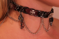 Gothic Y2K Black Heart Chain Choker Necklace – Silver Cross & Layered Metal Chains