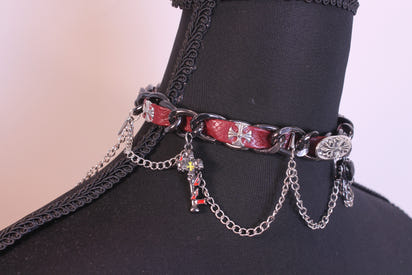 Gothic Y2K Black Heart Chain Choker Necklace – Silver Cross & Layered Metal Chains