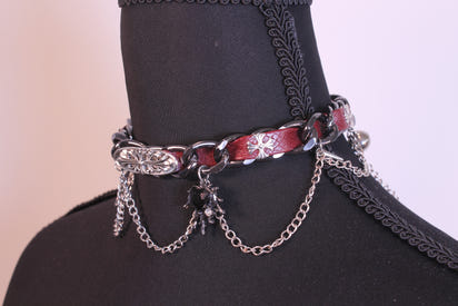 Gothic Y2K Black Heart Chain Choker Necklace – Silver Cross & Layered Metal Chains