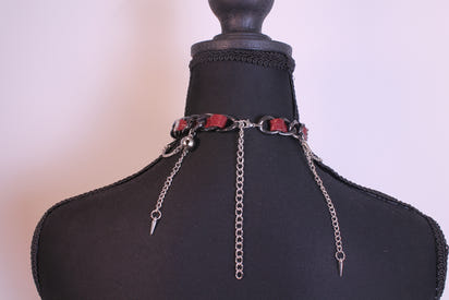 Gothic Y2K Black Heart Chain Choker Necklace – Silver Cross & Layered Metal Chains